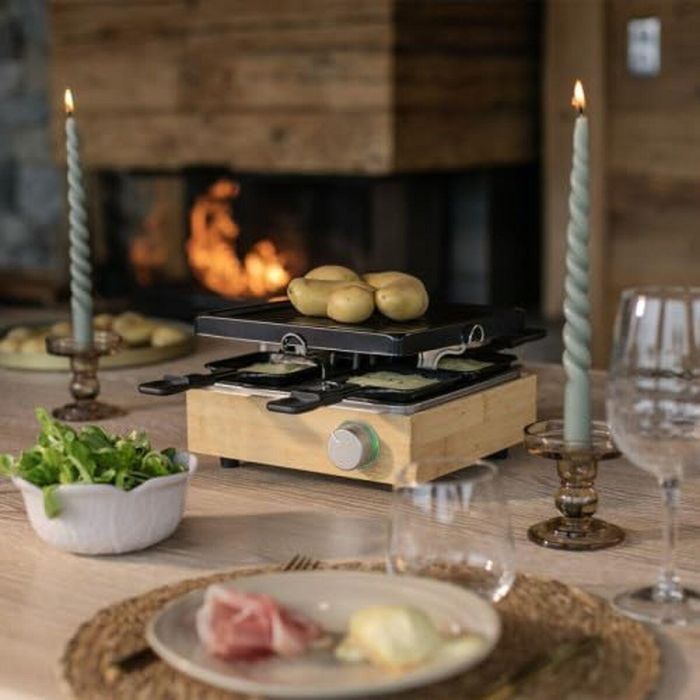 Livoo DOC311 Raclette para 4 personas, 800W, bandeja grill antiadherente extraíble, termostato regulable 10