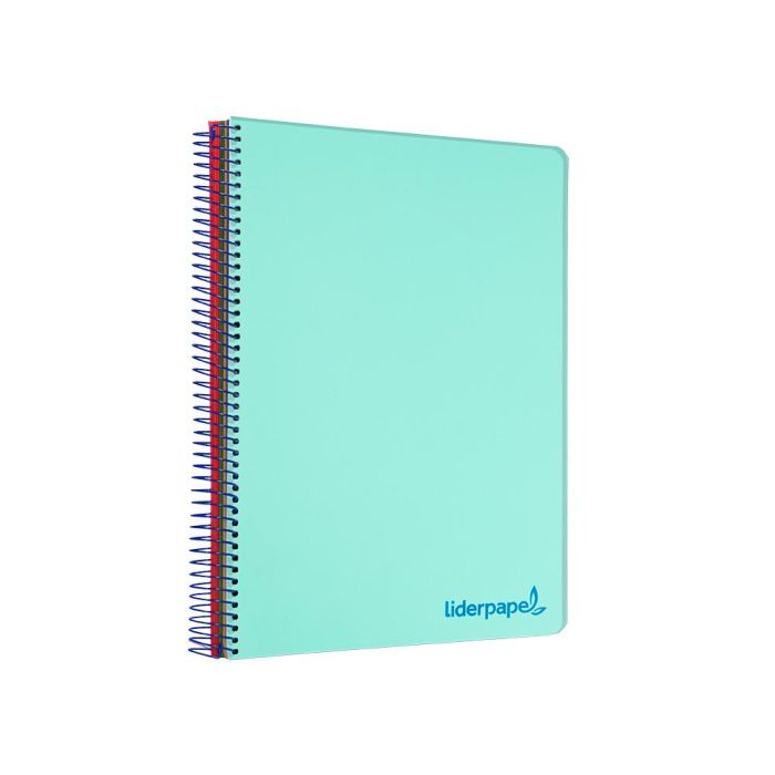 Cuaderno Espiral Liderpapel A4 Micro Wonder Tapa Plastico 120H 90 gr Cuadro 5 mm 5 Banda4 Taladro Color Verde Turquesa 3