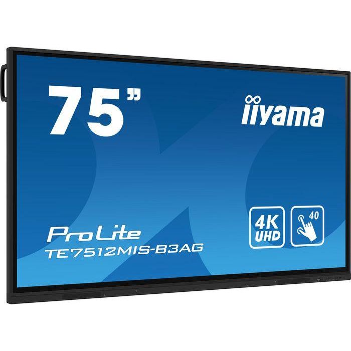iiyama TE7512MIS-B3AG pantalla de señalización Diseño de quiosco 190,5 cm (75") LCD Wifi 400 cd / m² 4K Ultra HD Negro Pantalla táctil Procesador incorporado Android 11 24/7 iiyama TE7512MIS-B3AG pantalla de señalización Diseño de quiosco 190,5 cm (75") LCD Wifi 400 cd / m² 4K Ultra HD Negro Pantalla táctil Procesador incorporado Android 11 24/7