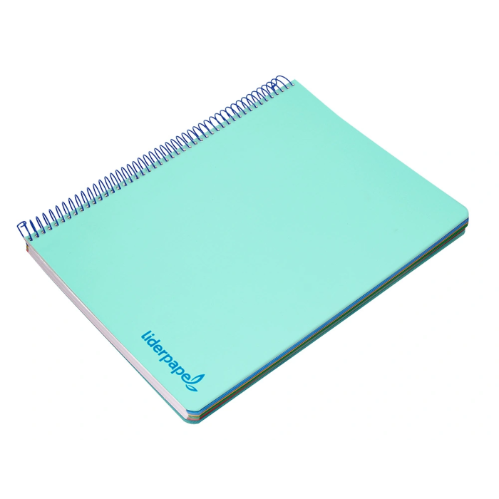 Liderpapel Cuaderno espiral A4 Micro Wonder tapa plástico 120 hojas 90gr cuadro 5mm banda 4 taladro color verde turquesa 4