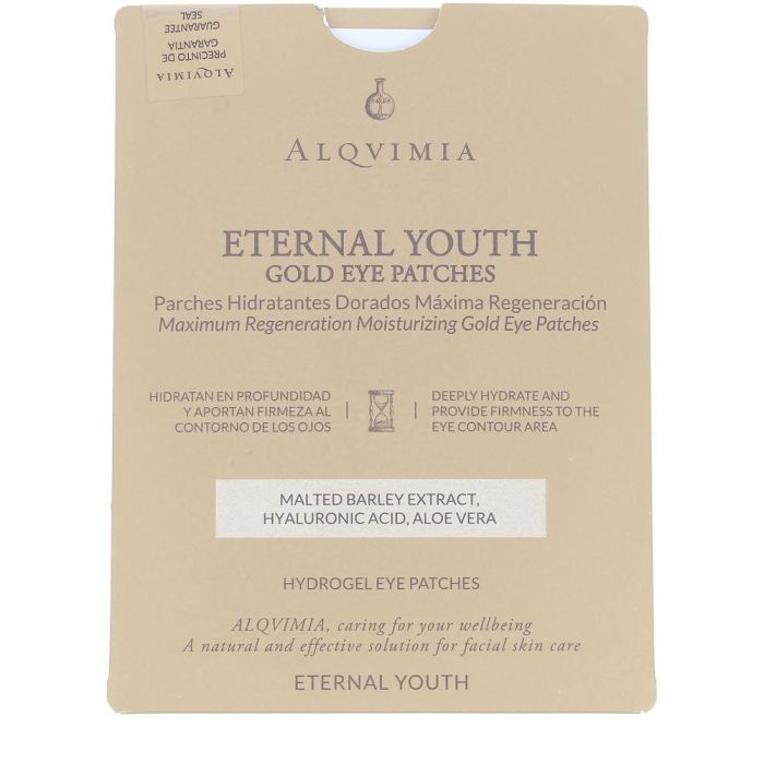 Alqvimia Eternal Youth Mascarilla para Ojos - Hidratante y Anti-Edad con Ácido Hialurónico y Oro - 1 u
