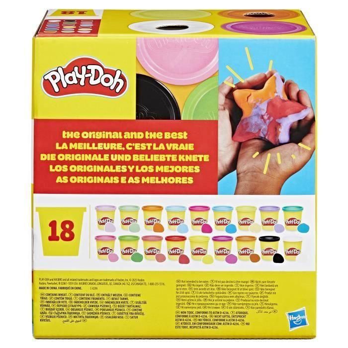 Play-Doh G0522 Pack de 18 Botes de Plastilina de Colores Surtidos para Modelar - Juguete Creativo y Educativo para Desarrollo Psicomotriz, Edad +2 Años 3