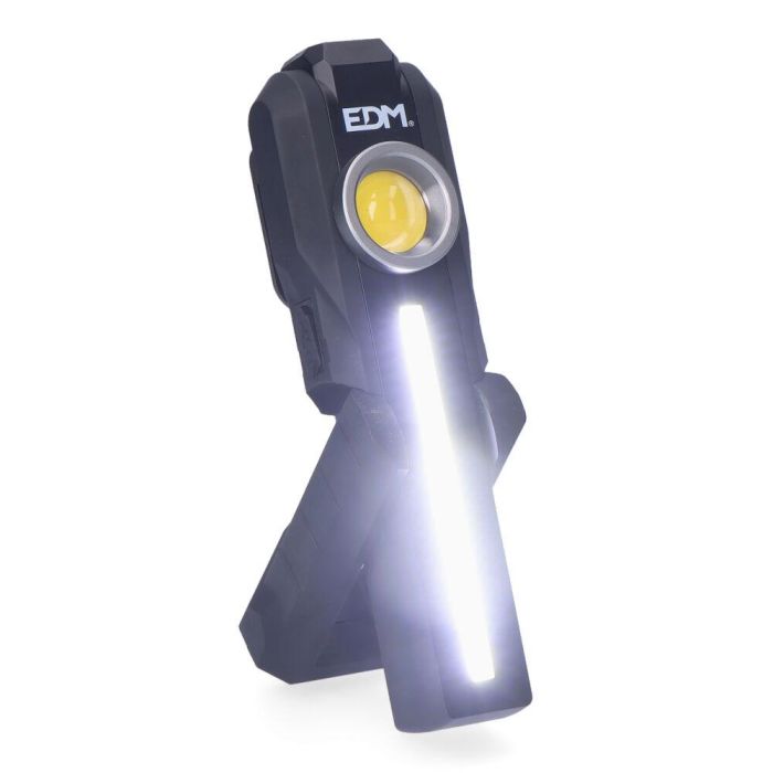 Edm Linterna de trabajo LED COB 200lm + 200lm + spot superior 50lm, recargable USB-C, base magnética y gancho, 8h autonomía 3 Edm Linterna de trabajo LED COB 200lm + 200lm + spot superior 50lm, recargable USB-C, base magnética y gancho, 8h autonomía 3