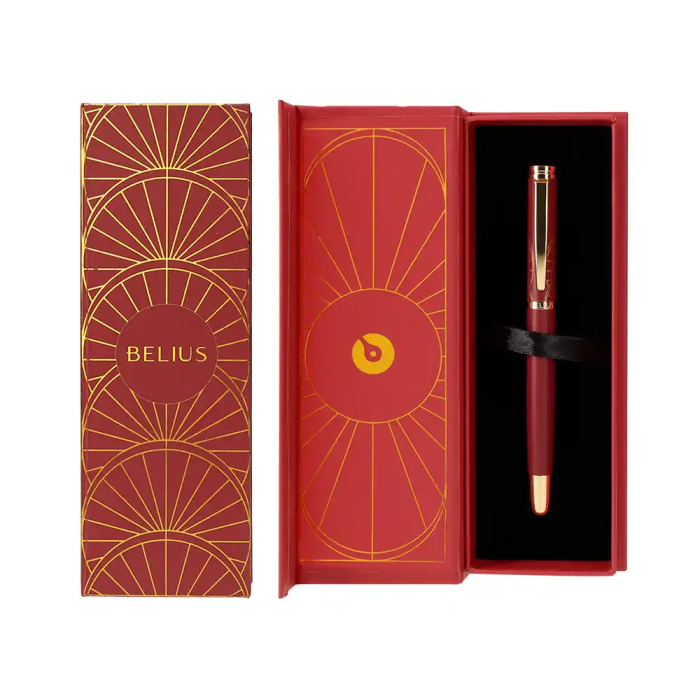 Belius Bolígrafo Soiree Aluminio Color Granate y Dorado Tinta Azul Caja Diseño Art Deco 0.8 mm 4 Belius Bolígrafo Soiree Aluminio Color Granate y Dorado Tinta Azul Caja Diseño Art Deco 0.8 mm 4