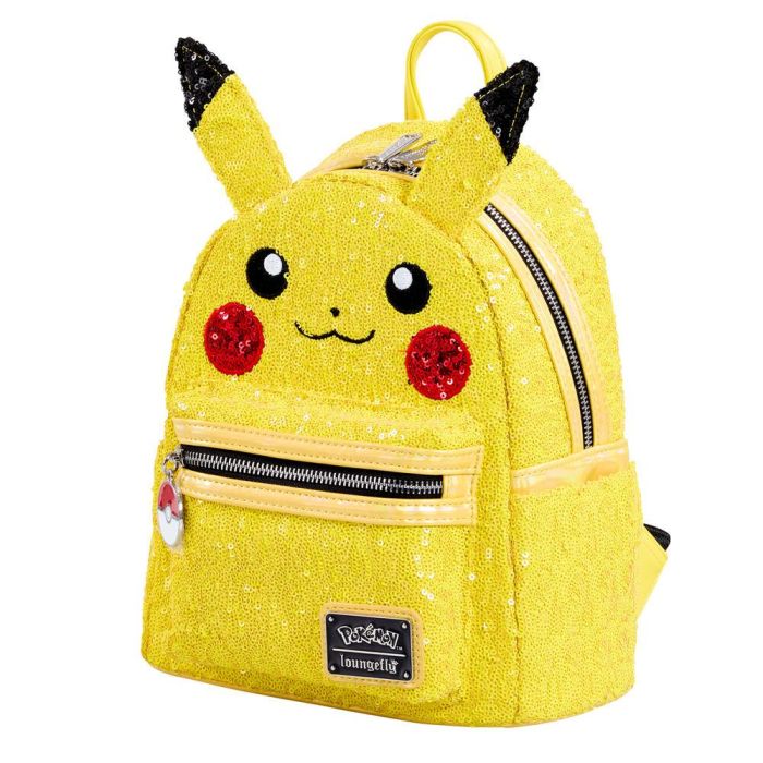 Loungefly Mochila Pikachu Pokemon de Piel Vegana con Lentejuelas 22,8x26,6x11,4cm