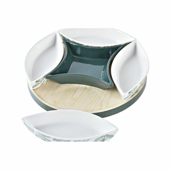 Tabla Aperitivo Tropical DKD Home Decor Verde Blanco 22 x 1 x 22 cm Set de 6 3