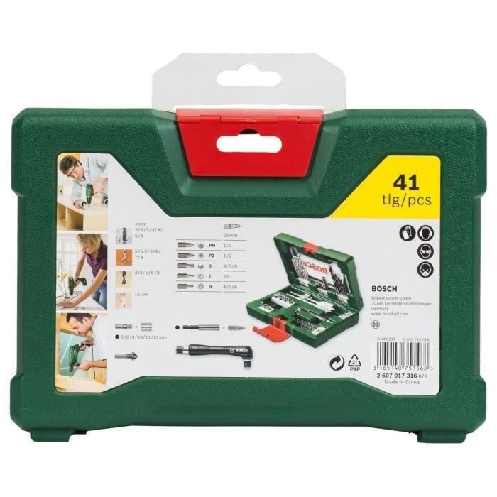 Bosch - Caja en línea V (41 piezas): Juego de Accesorios con Destornillador de Trinquete y Puntas 1