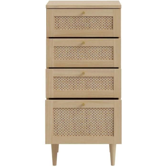 Cómoda - CALASETTEA - 4 cajones - Decoración roble - 50,4 x 41,4 x 108,8 cm 3