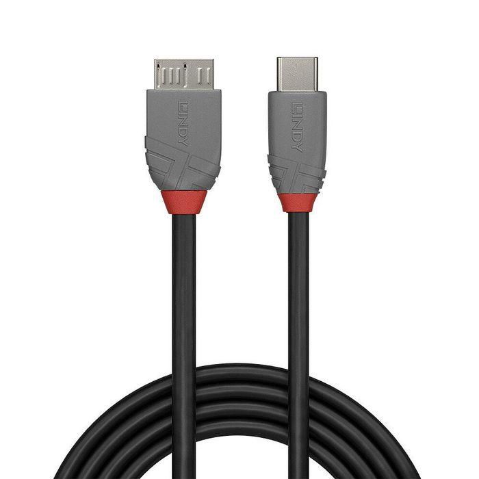 Lindy 0.5m USB 3.2 Type C to Micro-B Cable, 5Gbps, Anthra Line 1