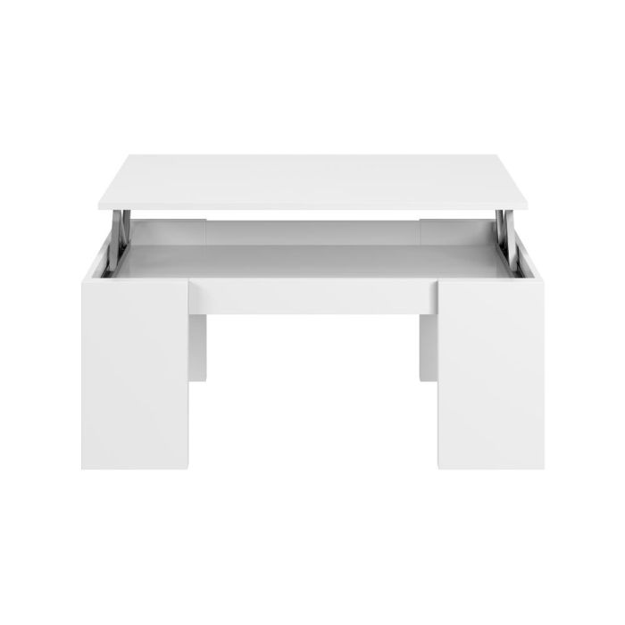 Mesa centro elevable, blanco brillo 1