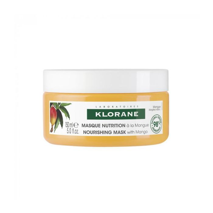 Klorane Mascarilla Nutritiva para Cabello Seco AL MANGO, Hidratante y Reparadora, 150 ml