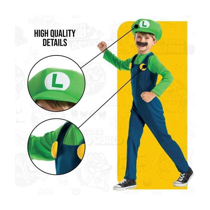 Nintendo Disfraz Super Mario Luigi Lujo Talla 3-4 Años 4