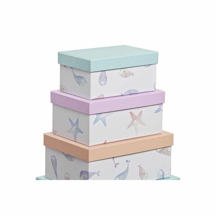 Caja Kids DKD Home Decor Azul Lila 33.5 x 15.5 x 43.5 cm Set de 10 1