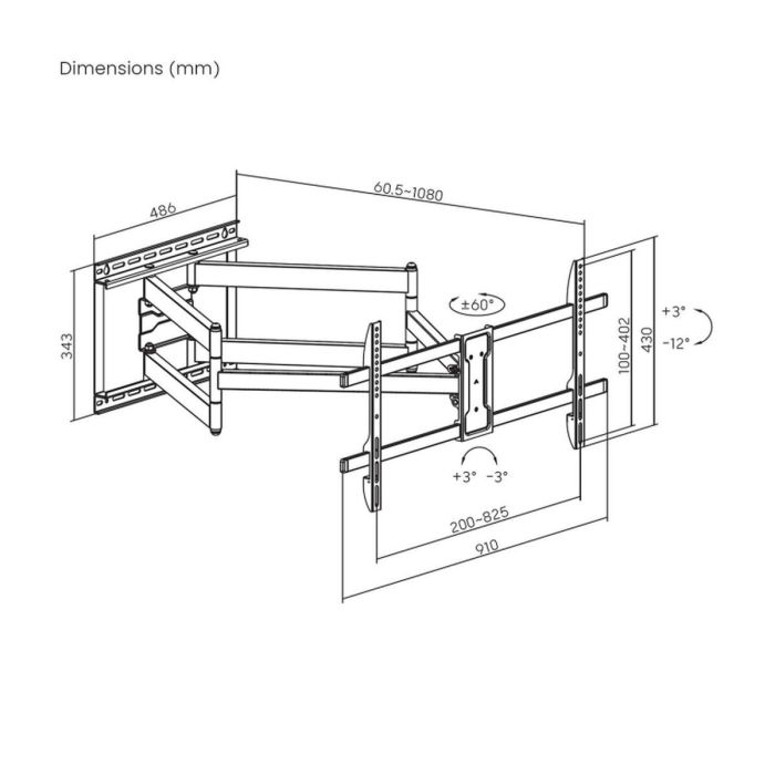 AISENS WT90TSLE-387 Soporte de Pared para TV 43"-90" Giratorio Inclinable Nivelable 60kg VESA 800x400mm Acero Negro 1 AISENS WT90TSLE-387 Soporte de Pared para TV 43"-90" Giratorio Inclinable Nivelable 60kg VESA 800x400mm Acero Negro 1