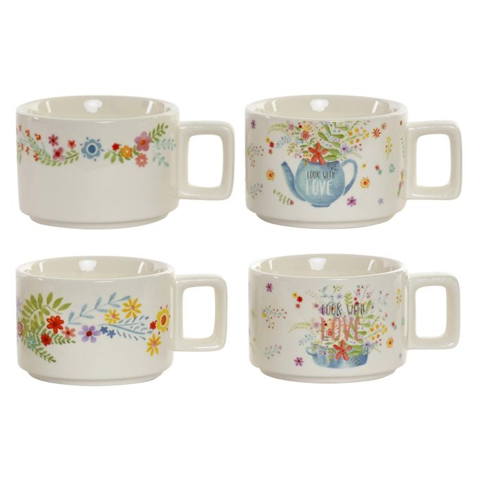 DKD Home Decor Café Shabby Folk Cook with Love Multicolor Dolomita Bambú Metal Set de 4 Piezas 10.5 x 25 x 13.5 cm 1