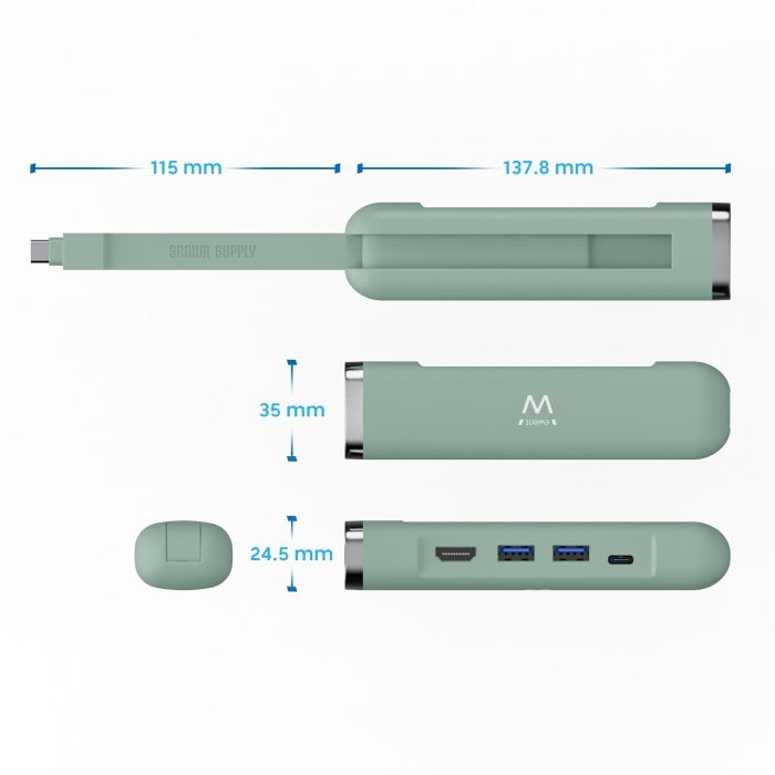 EWENT Docking Station EW1148 USB-C, HDMI 4K 100W, 1x HDMI, 1x RJ45 Gigabit Ethernet, 2x USB-A, 1x USB-C 2
