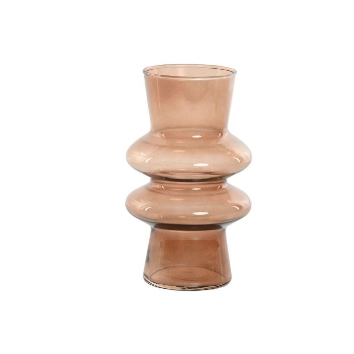 DKD Home Decor Jarron Moderno Decorativo de Cristal Color Ámbar 11.5 cm Ancho x 11.5 cm Largo x 19.5 cm Alto