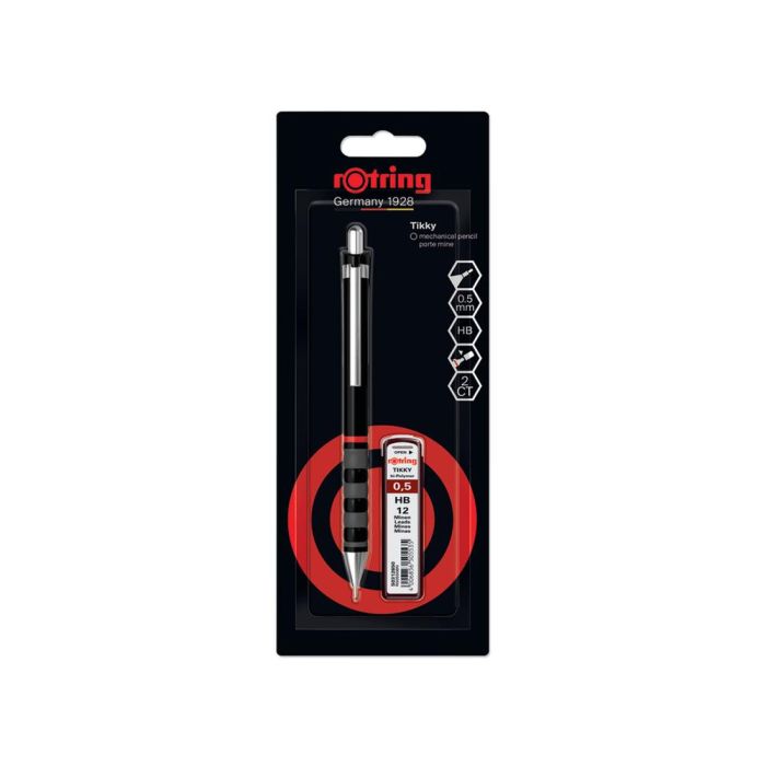 Set Portaminas Rotring Tikky 0,5 mm Color Negro + 12 Minas Hb Set Portaminas Rotring Tikky 0,5 mm Color Negro + 12 Minas Hb