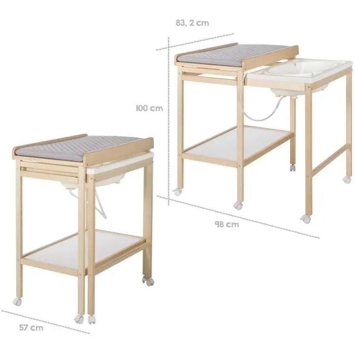 Roba ROB4005317313931 Cambiador con bañera deslizante Incluye colchón hidrófugo estilo Roba Gris Estante de almacenaje Madera natural 5