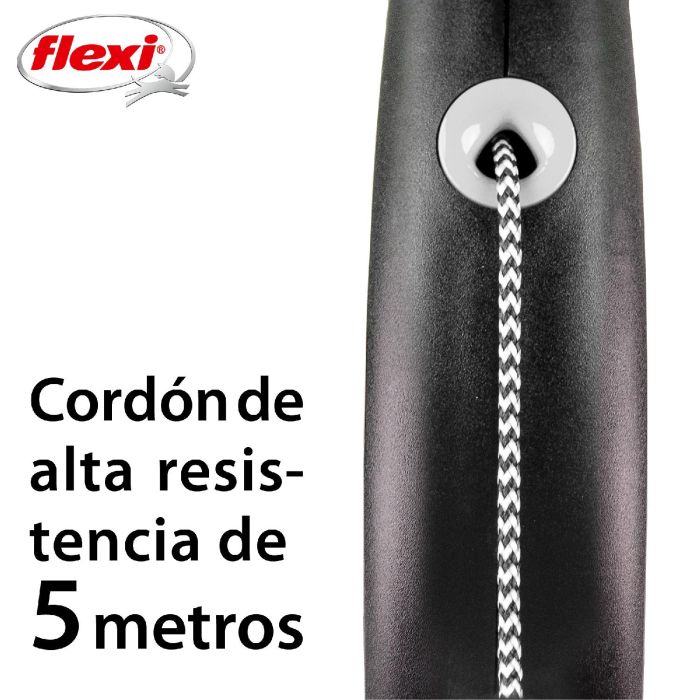 Flexi Correa Black Design M Cordón 5M Silver 3
