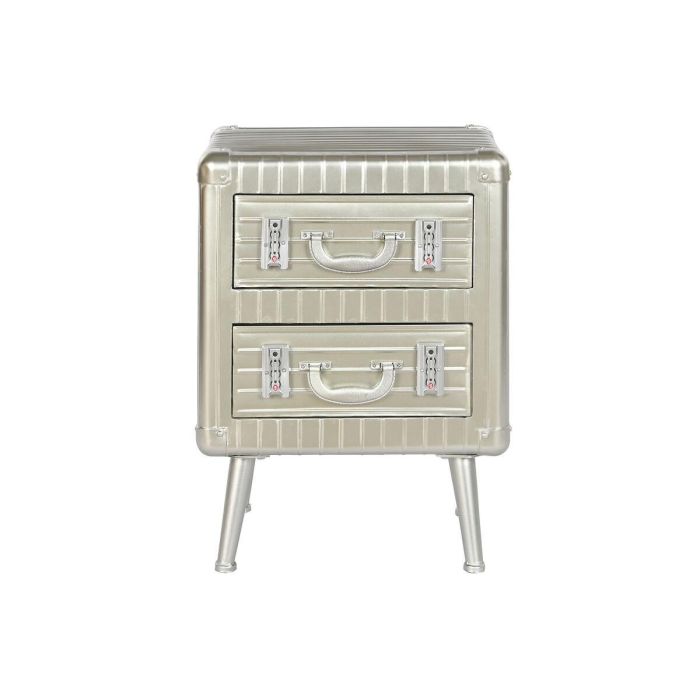 Mesita de Noche Home ESPRIT Plateado Metal Madera MDF 46 x 39 x 63 cm 1 Mesita de Noche Home ESPRIT Plateado Metal Madera MDF 46 x 39 x 63 cm 1