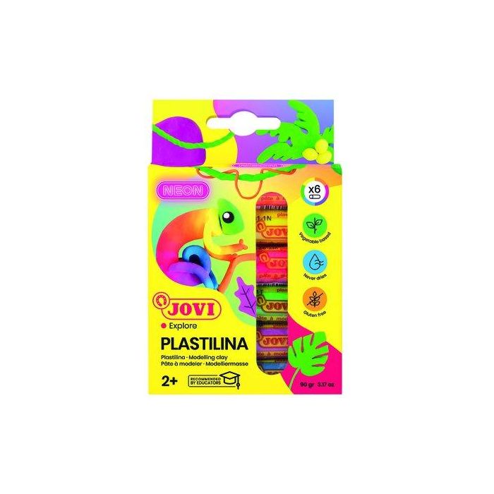 Plastilina Jovi 90 Barra 15 Gr. Colores Neon Estuche De 6