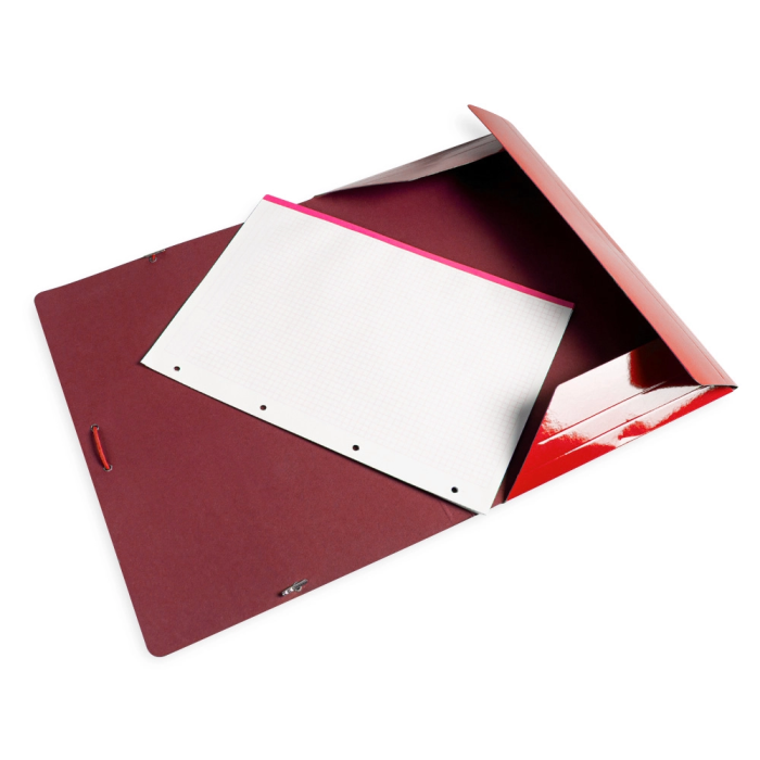 Liderpapel Carpeta de Gomas Tres Solapas Cartón Plastificado Folio Color Rojo 8