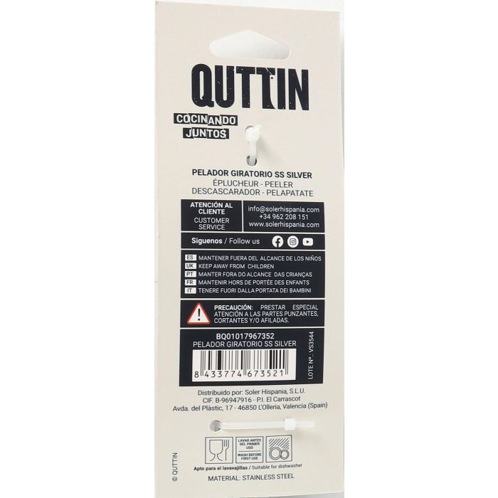 Quttin Pelador Giratorio Ss Silver 17 x 7 x 2 cm (12 Unidades)
