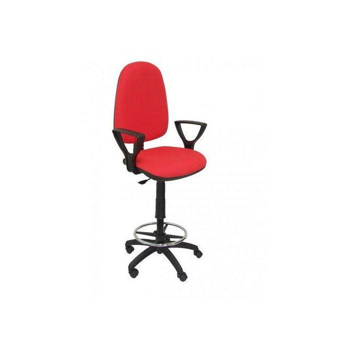 Taburete Piqueras Y Crespo Ayna Brazos Fijos Ergonomico Mecanismo De Contacto Permanente Regulable En Altura Y Aro Reposapies Asiento Y Respaldo Tapizados Bali Rojo