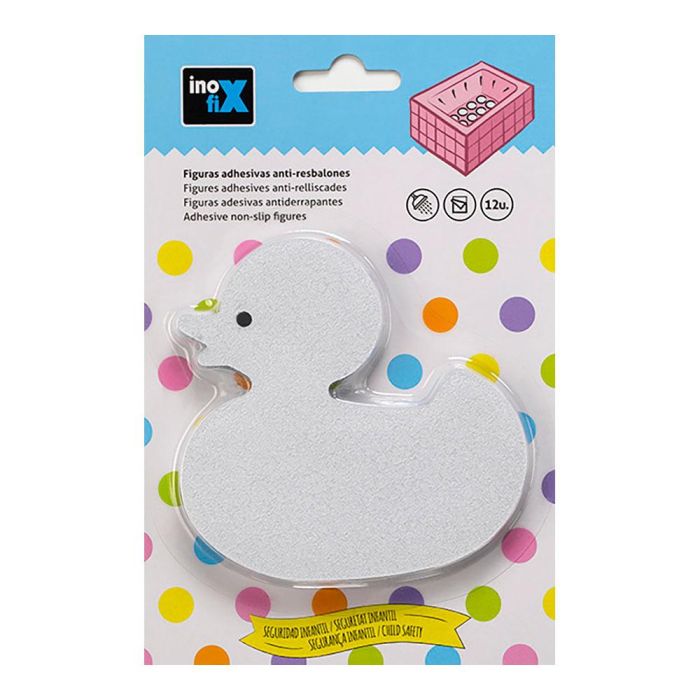 Inofix Figuras adhesivas anti-resbalones forma pato 5304-0, blister 12 unid., para duchas y bañeras 1 Inofix Figuras adhesivas anti-resbalones forma pato 5304-0, blister 12 unid., para duchas y bañeras 1