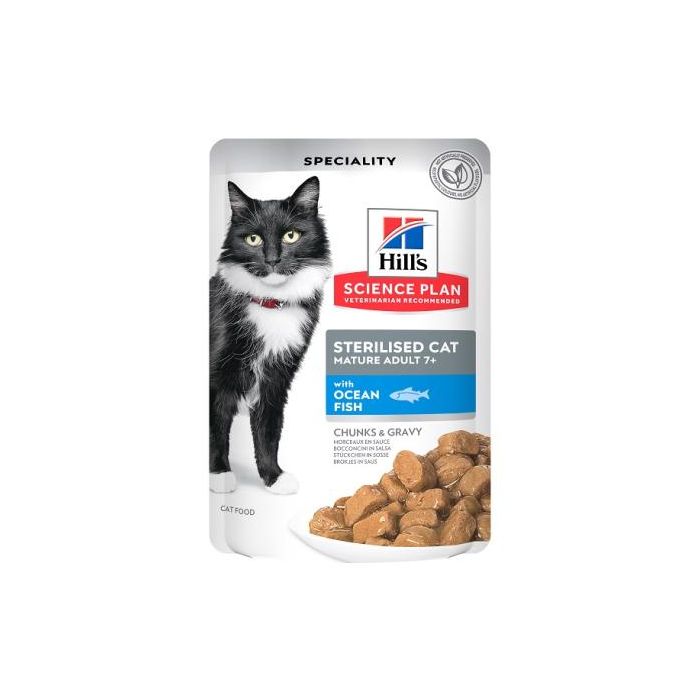Hill's Alimento para Gatos Esterilizados y Maduros de Pescado Azul 12 Sobres x 85 g