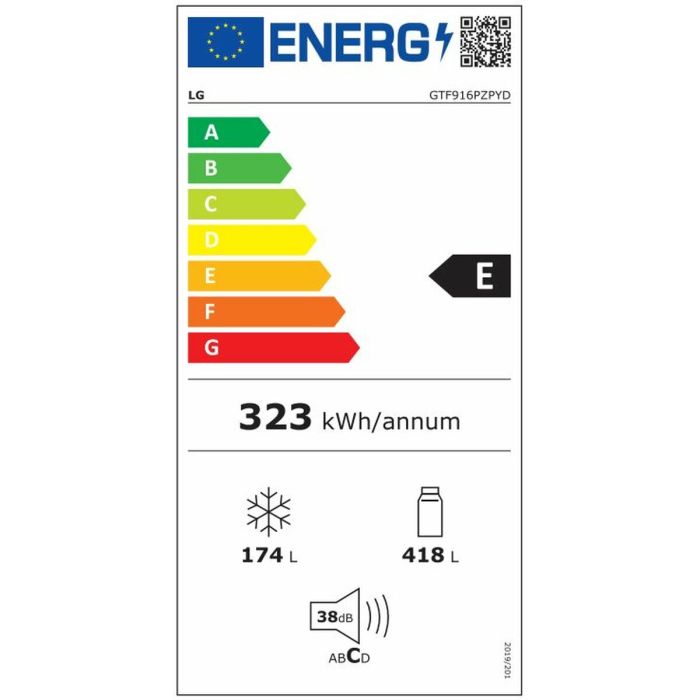 Frigorífico combinado LG GTF916PZPED 184 630 L Acero Platino 1