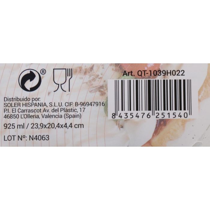 Quttin Fuente de Vidrio para Horno de 23.9 x 20.4 cm y 925 cc (6 Unidades) 2 Quttin Fuente de Vidrio para Horno de 23.9 x 20.4 cm y 925 cc (6 Unidades) 2