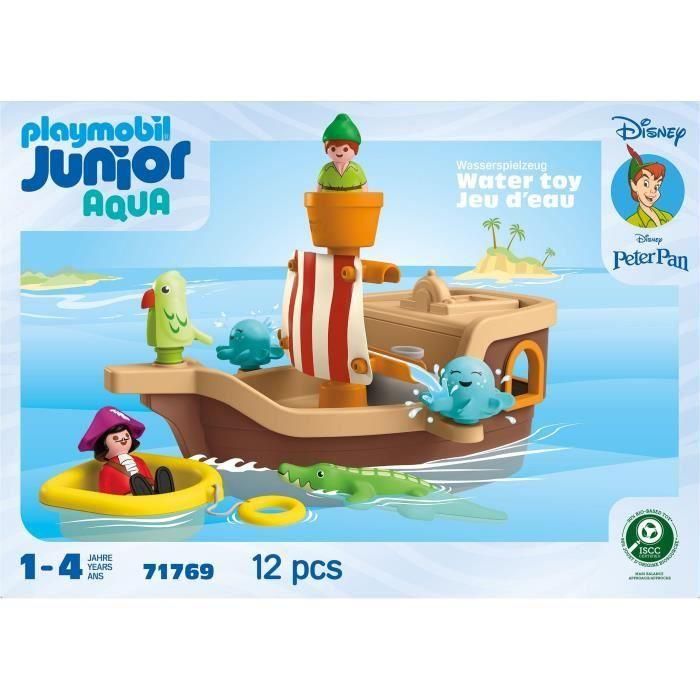 Playmobil 71769 Barco Pirata Peter Pan Disney - Juguete de Baño para Bebés +12 Meses con Función Rociadora y Almacenamiento 3