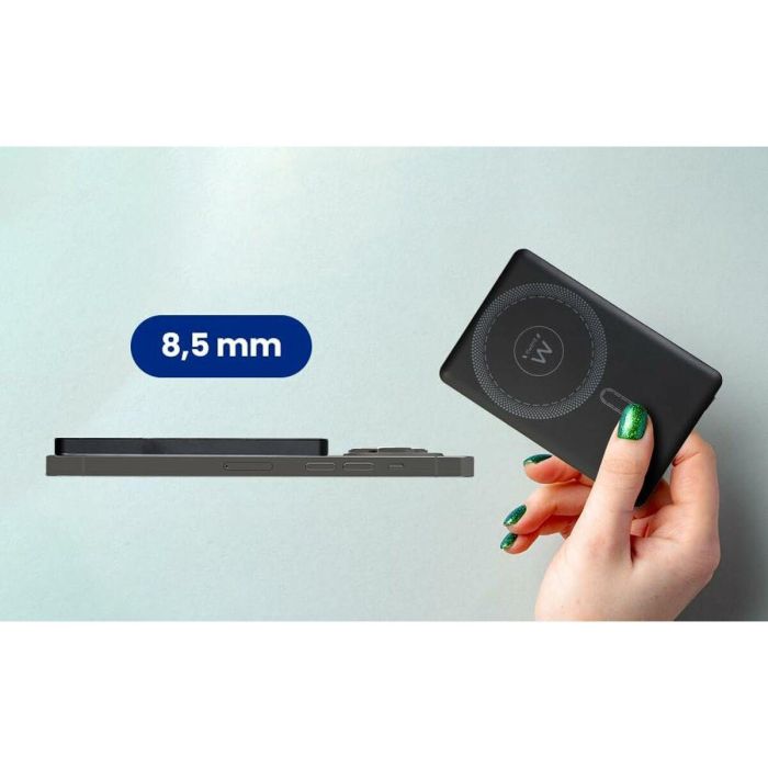 Ewent EW1160 - Batería Externa Power Bank 5000mAh MagSafe PD 22.5W QC USB-C UltraSlim Polímero de Litio Negro 6