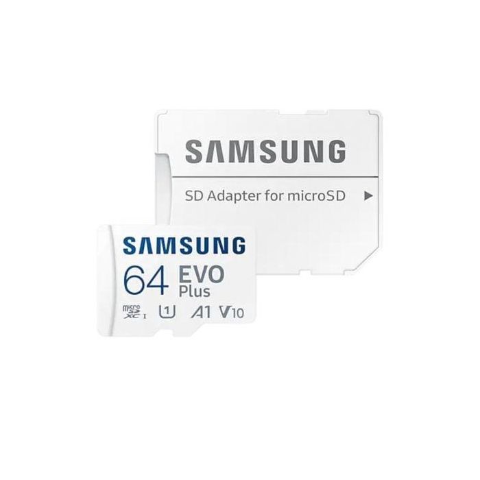 Samsung MB-MC64SA/EU Tarjeta Memoria microSD EVO Plus 2023 64GB 160MB/s Clase 10 U3 V30 A2 con Adaptador SD Samsung MB-MC64SA/EU Tarjeta Memoria microSD EVO Plus 2023 64GB 160MB/s Clase 10 U3 V30 A2 con Adaptador SD