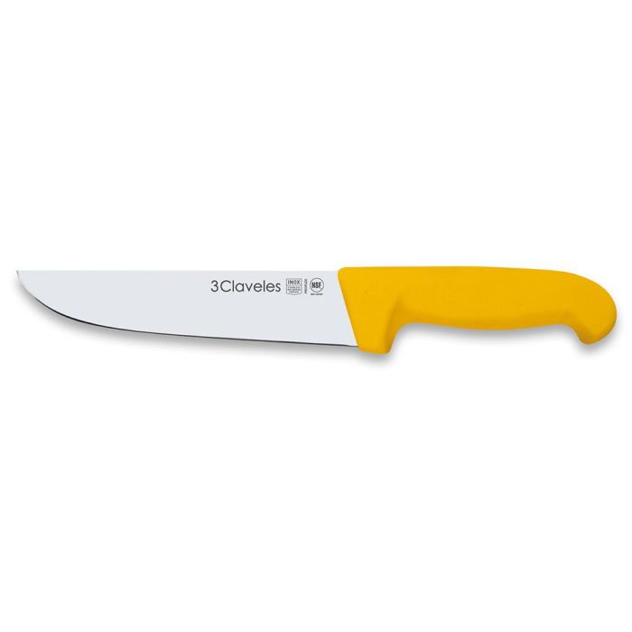 3 Claveles Cuchillo Carnicero Proflex Mango Amarillo Hoja Lisa Acero Inoxidable 18 cm