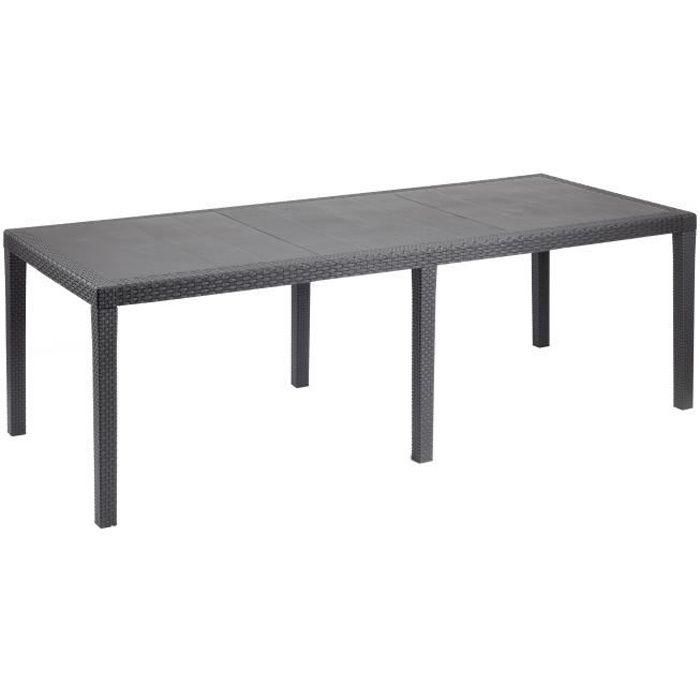 Mesa de comedor exterior Queen efecto ratán - Antracita - 220 x 90 x 72 cm Mesa de comedor exterior Queen efecto ratán - Antracita - 220 x 90 x 72 cm