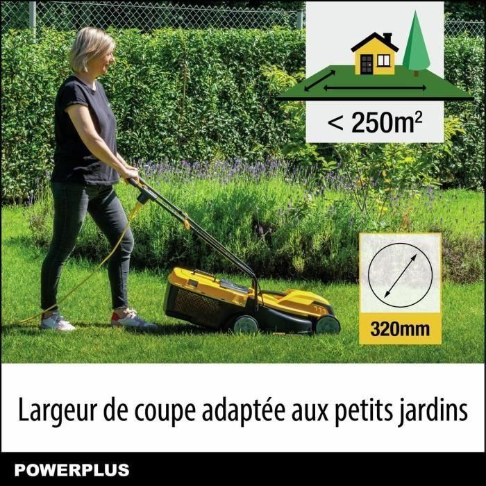 Cortacésped eléctrico - POWERPLUS - POWEG62203 - 1000 W - 320 mm Ø - Con recogida y expulsión trasera 3 Cortacésped eléctrico - POWERPLUS - POWEG62203 - 1000 W - 320 mm Ø - Con recogida y expulsión trasera 3