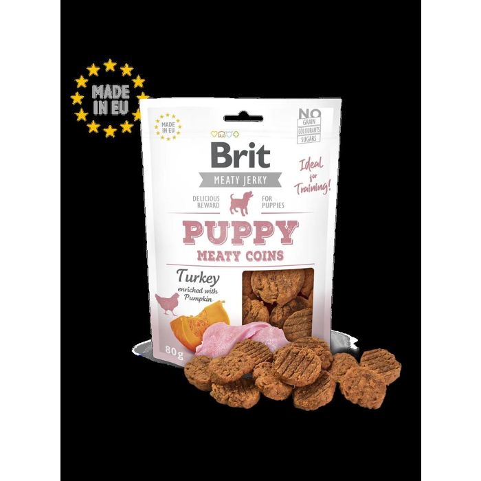 Brit Jerky Snack Puppy Meaty Coins Pavo 80 gr