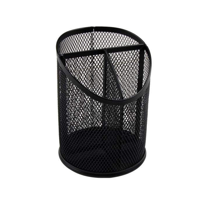 Q-connect Cubilete Portalapices Negro Metal Rejilla 3 Compartimentos Diametro 110 mm Alto 147 mm 1