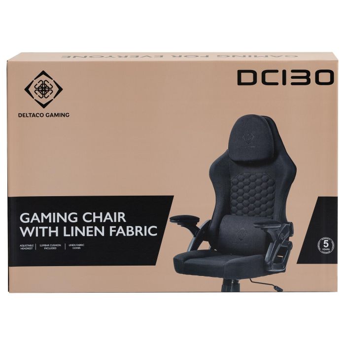 Deltaco DC130 Silla Gaming Soft Woven Mesh Negra - Silla ergonómica de malla transpirable para juegos