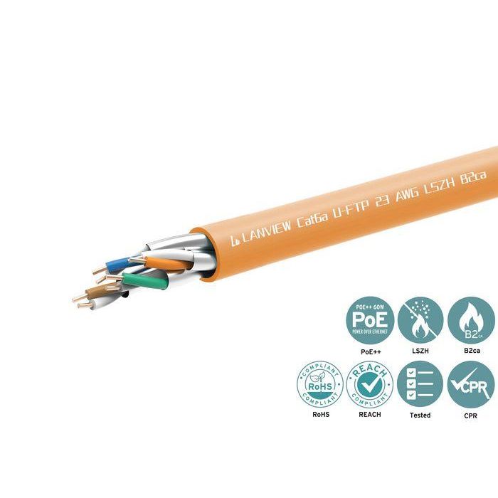Lanview CAT6a U-FTP network cable LSZH, B2CA, Orange, 305m 0.56mm wire 1 Lanview CAT6a U-FTP network cable LSZH, B2CA, Orange, 305m 0.56mm wire 1