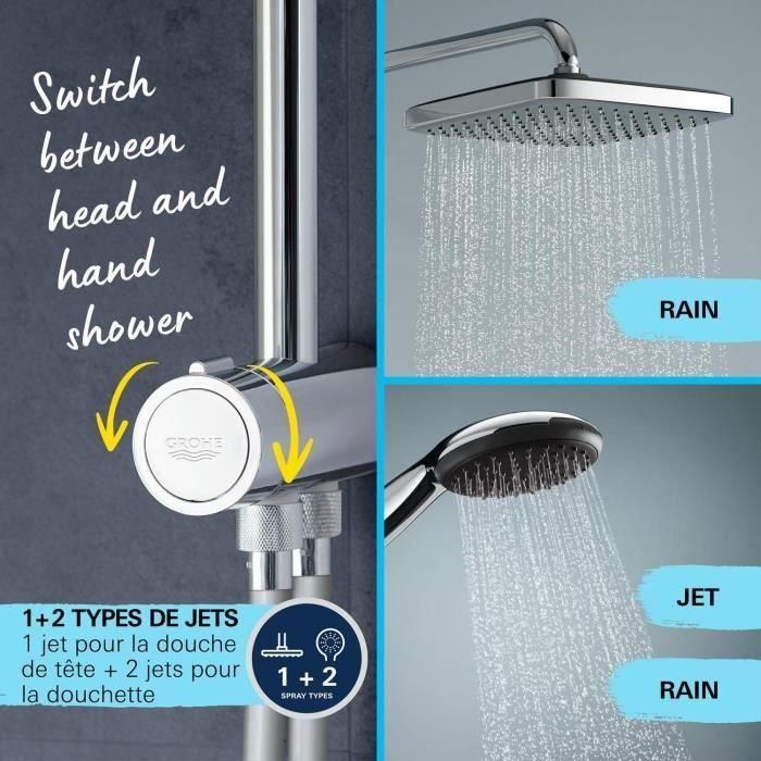 Columna de ducha con desviador manual - Ahorro de agua - GROHE Vitalio Start System 250 - Cromo - 26680001 5 Columna de ducha con desviador manual - Ahorro de agua - GROHE Vitalio Start System 250 - Cromo - 26680001 5