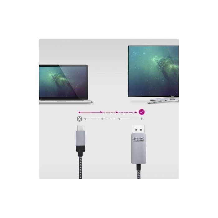 Cable Conversor Nanocable 10.15.5002/ USB Tipo-C Macho - Displayport Macho/ 1.8m/ Negro 4 Cable Conversor Nanocable 10.15.5002/ USB Tipo-C Macho - Displayport Macho/ 1.8m/ Negro 4