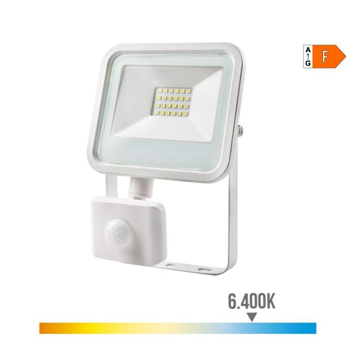 Foco proyector led con sensor de presencia 20 W 1520 lm 6400 k luz fria 12,4 x 4,5 x 15,8 cm