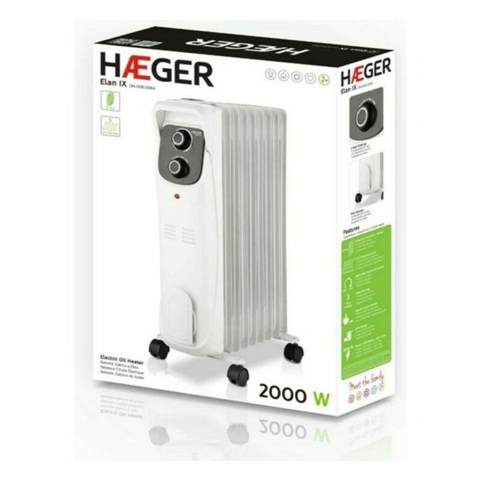 Radiador de Aceite (9 cuerpos) Haeger OH-009.006A Blanco 2000 W 1 Radiador de Aceite (9 cuerpos) Haeger OH-009.006A Blanco 2000 W 1