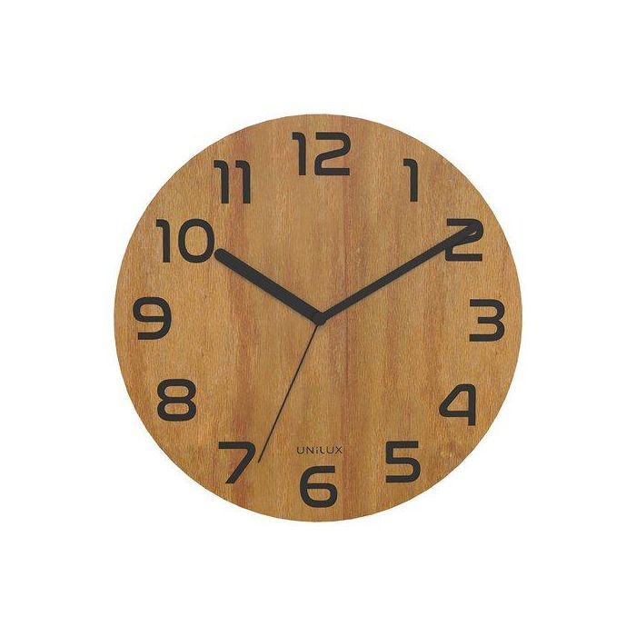 Reloj Pared Unilux Palma Bamboo Analogico 30 Cm Ø