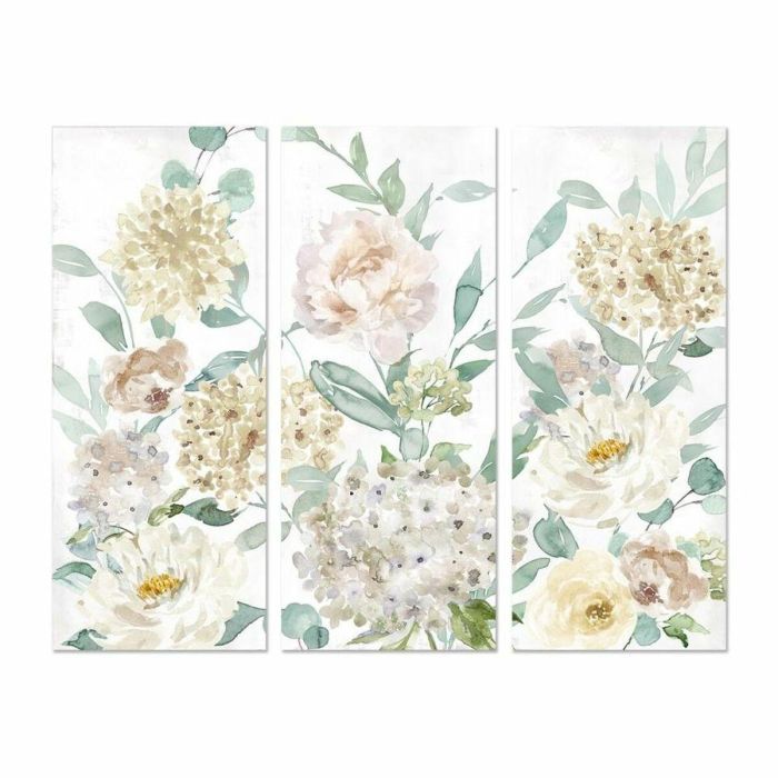 Cuadro DKD Home Decor Flores 55 x 3 x 135 cm Shabby Chic (3 Piezas) 1