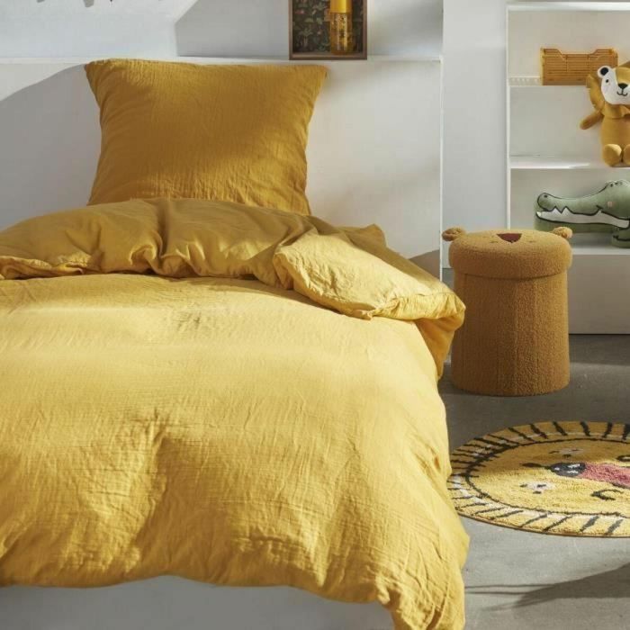 Today Juego de cama 123333 1 persona 140x200 cm Gasa de algodón lisa Ocre